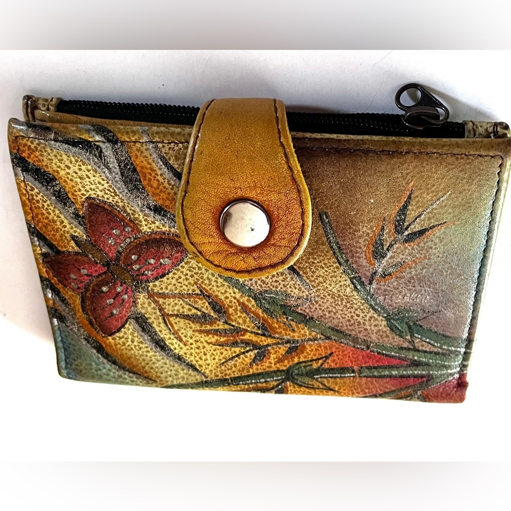 Anuschka Hand Painted Butterfly Leather Wallet